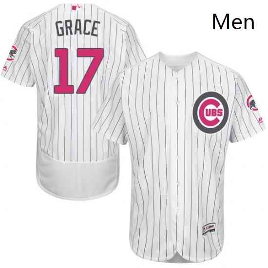 Mens Majestic Chicago Cubs 17 Mark Grace Authentic White 2016 Mothers Day Fashion Flex Base MLB Jersey